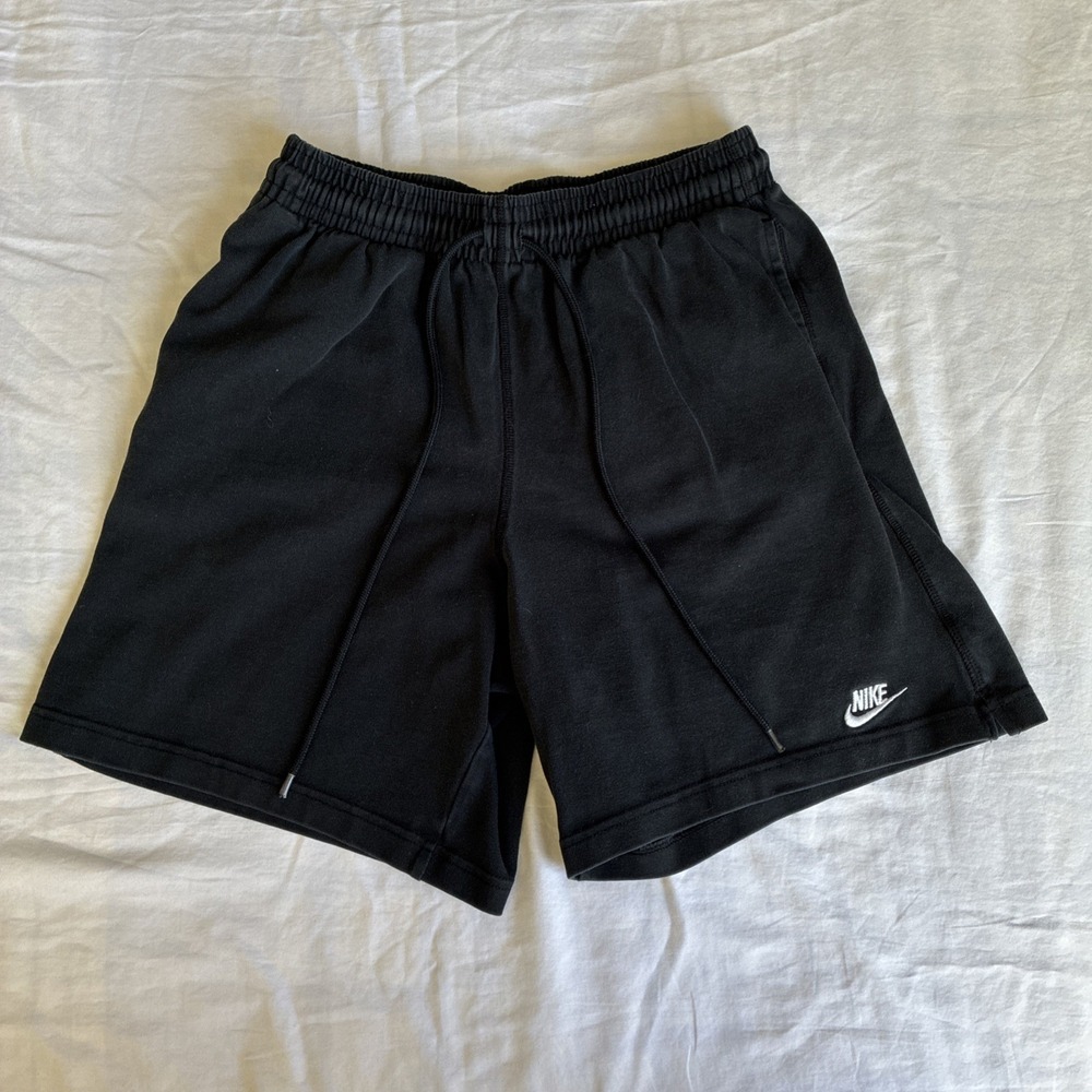 Nike Mens Sportswear Jersey Shorts Black Cotton Drawstring Pockets Small 1702
